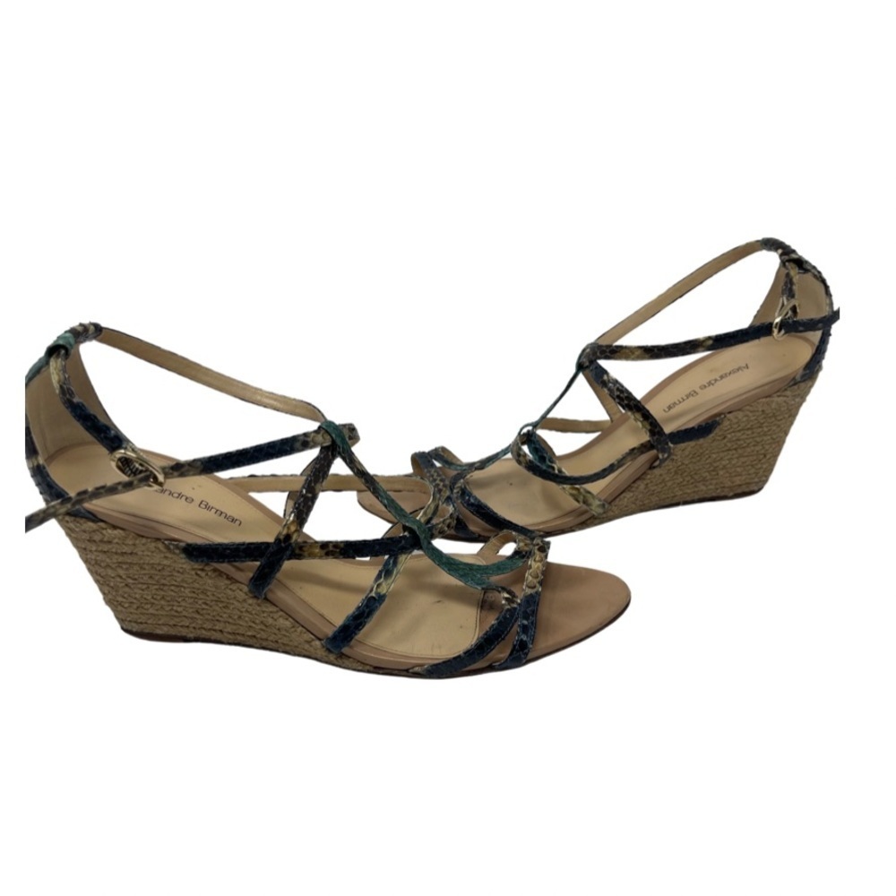 ALEXANDRE BIRMAN Leather snake embellished blue Print Espadrilles sz 9.5